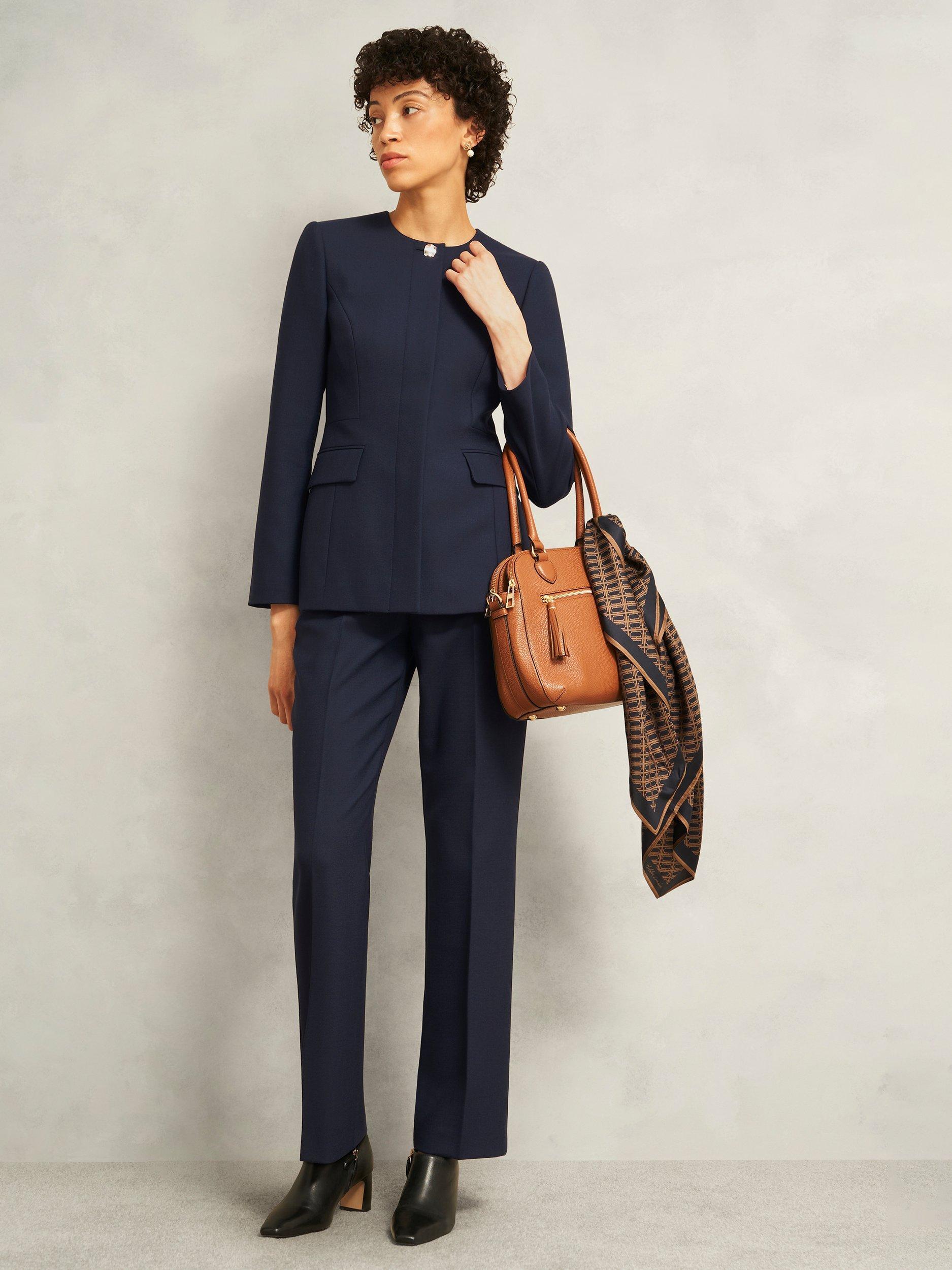 Product image 6 of 6, which shows Hobbs Montrose Wool Blend Tailored Trousers, Navy, 14