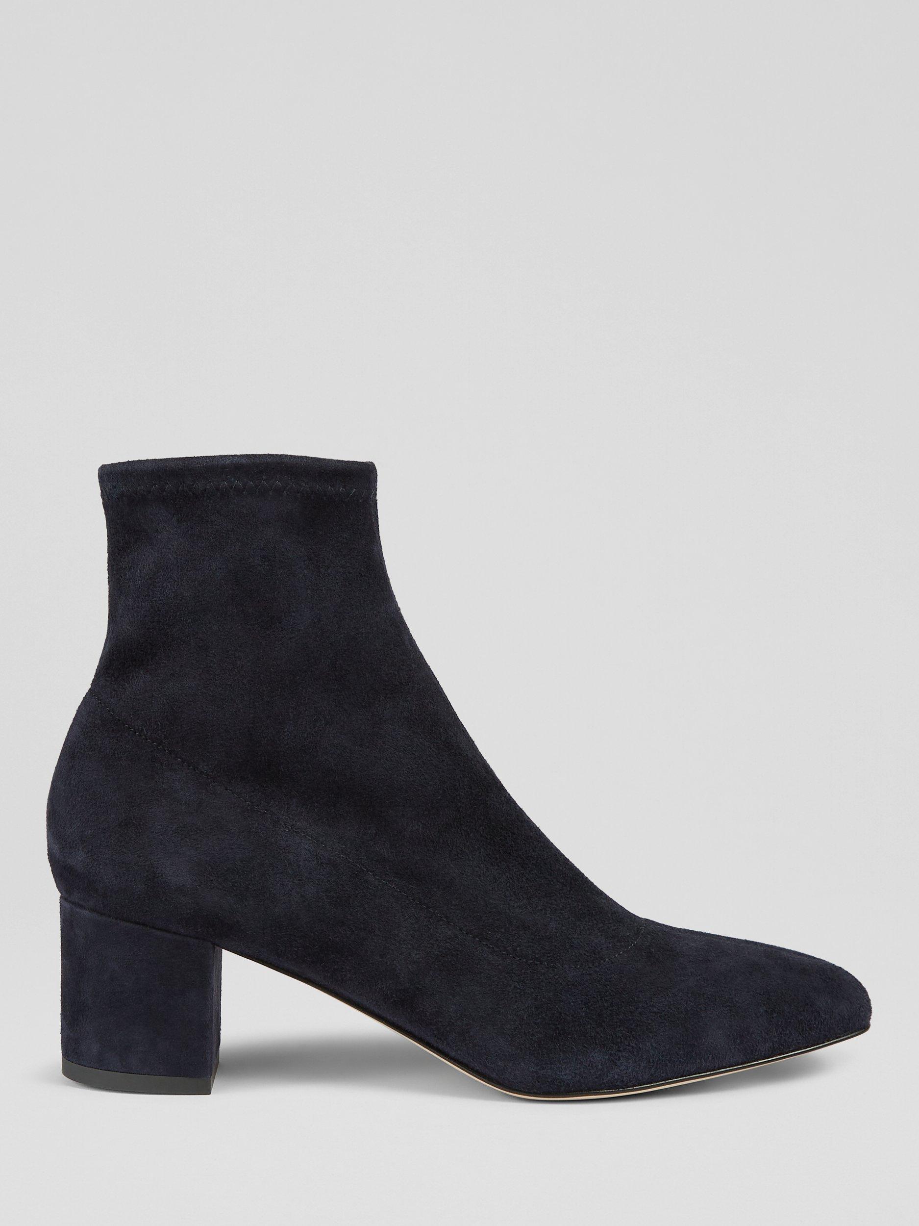 Product image 1 of 3, which shows L.K.Bennett Grove Suede Ankle Boots, Navy, 3