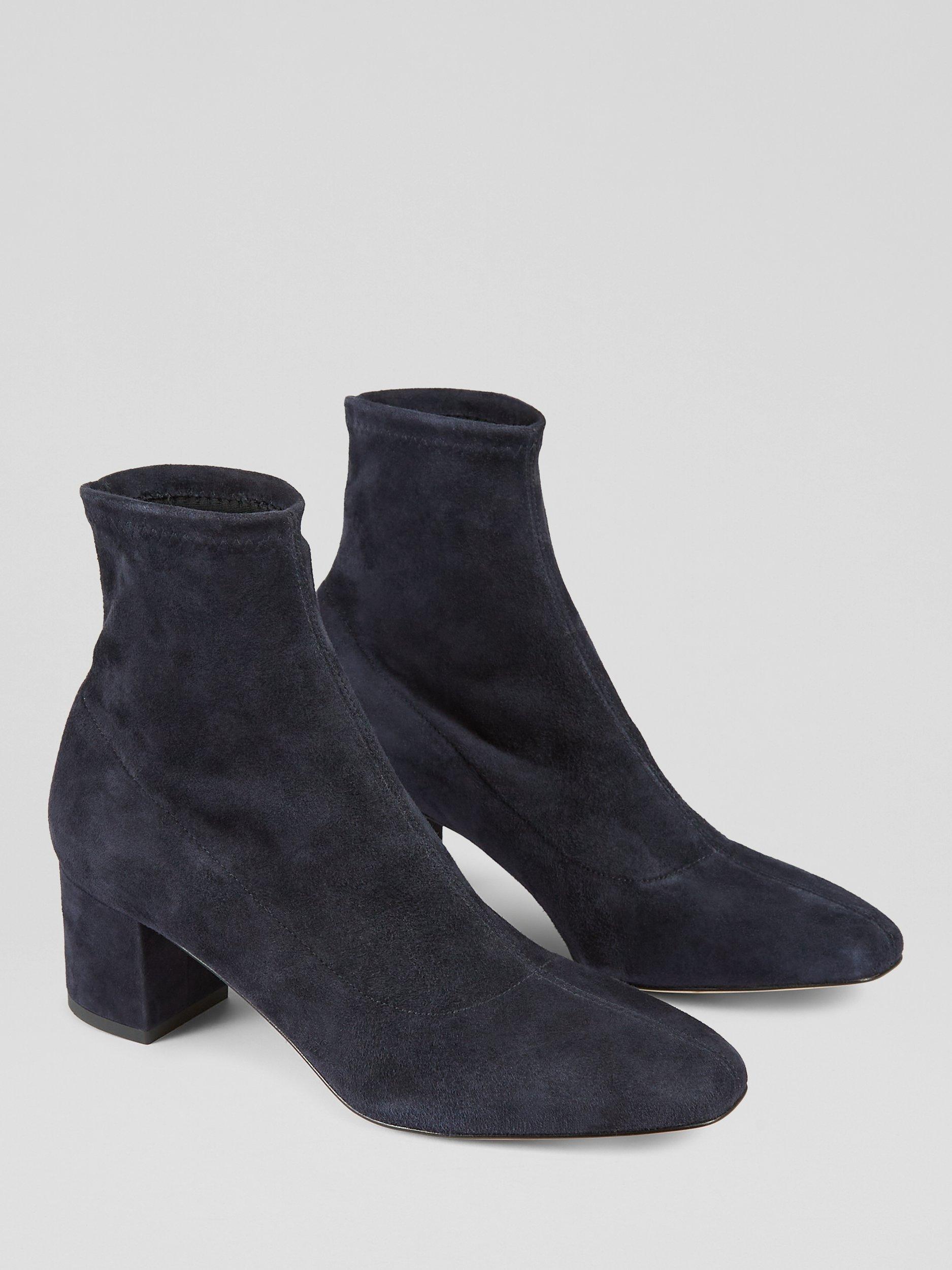 Product image 2 of 3, which shows L.K.Bennett Grove Suede Ankle Boots, Navy, 3
