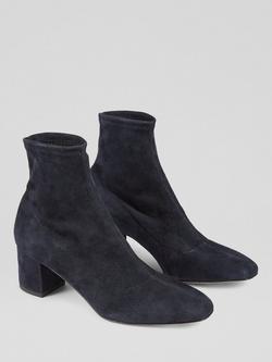 L.K.Bennett Grove Suede Ankle Boots - view 2, Navy