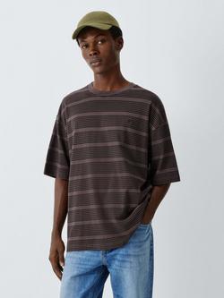 Carhartt WIP Hanson Cotton Regular Fit Short Sleeve Stripe T-Shirt, Palisander, Palisander
