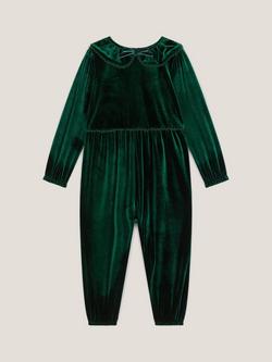 Monsoon Baby Larisa Velvet Romper, Green - view 2, Green