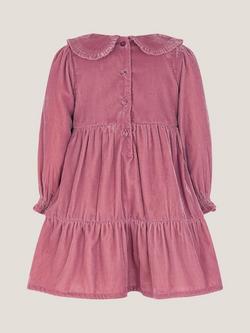 Monsoon Baby Daphne Tiered Velvet Dress, Pink - view 2, Pink