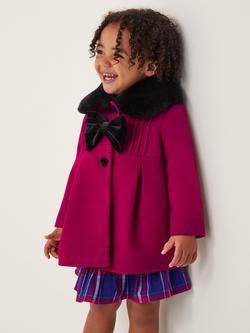 Monsoon Baby Velvet Bow Coat, Red, Red