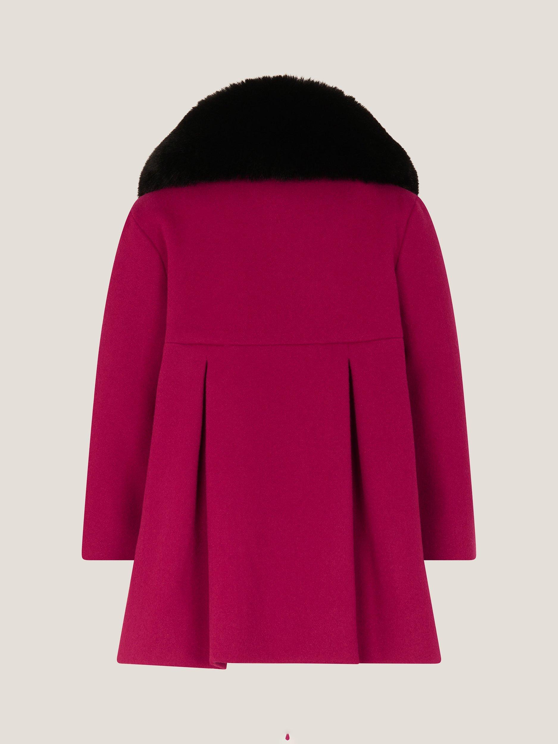 Product image 3 of 4, which shows Monsoon Baby Velvet Bow Coat, Red, 3-6 months