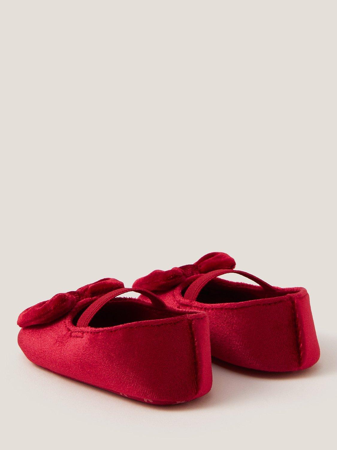 Product image 2 of 3, which shows Monsoon Baby Velvet Bow Headband & Booties Set, Red, 12-18 months