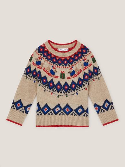 Monsoon Kids' Christmas Dog Jumper, Grey/Multi, Grey/Multi