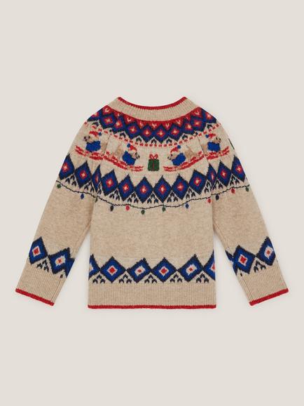 Monsoon Kids' Christmas Dog Jumper, Grey/Multi - view 2, Grey/Multi