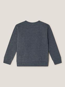 Monsoon Kids' Cotton Christmas Santa Sweatshirt, Charcoal - view 2, Charcoal