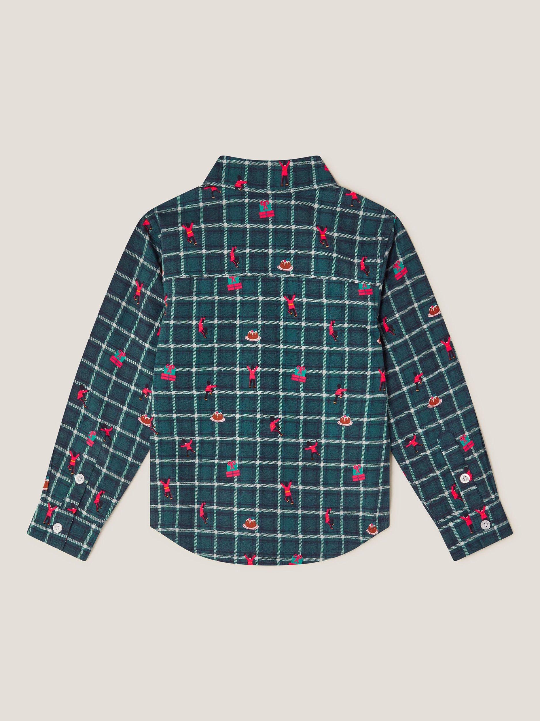 Product image 3 of 3, which shows Monsoon Kids' Christmas Check Shirt, Green, 2-3 years