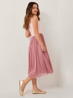Monsoon Kids' Naples Sleeveless Tulle Midi Dress, Pale Pink, Pale Pink