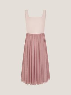 Monsoon Kids' Naples Sleeveless Tulle Midi Dress, Pale Pink - view 2, Pale Pink
