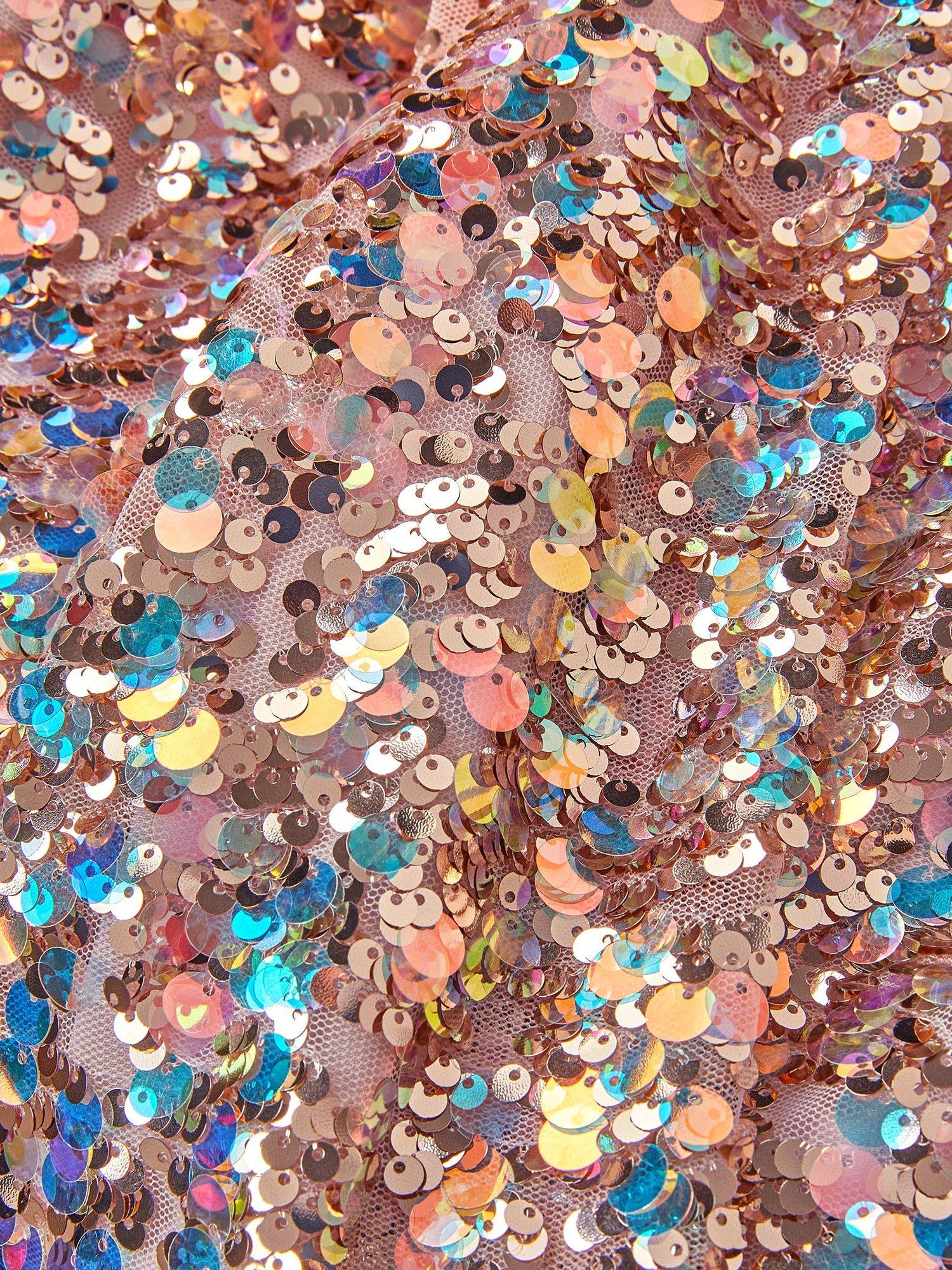 Product image 3 of 3, which shows Monsoon Kids' Sequin Party Dress, Gold, 3 years