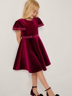 Monsoon Kids' Viola Short Sleeved Dress, Red