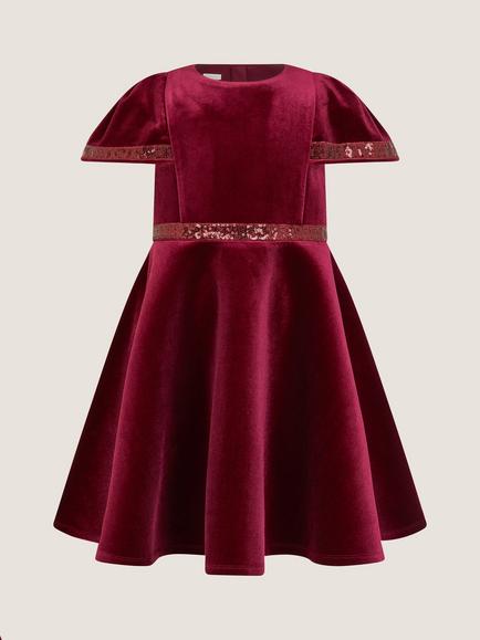 Monsoon Kids' Viola Short Sleeved Dress - view 2, Red