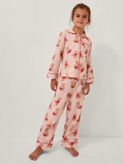 Monsoon Kids' Cotton Christmas Teddy Bear Pyjamas, Cream, Cream