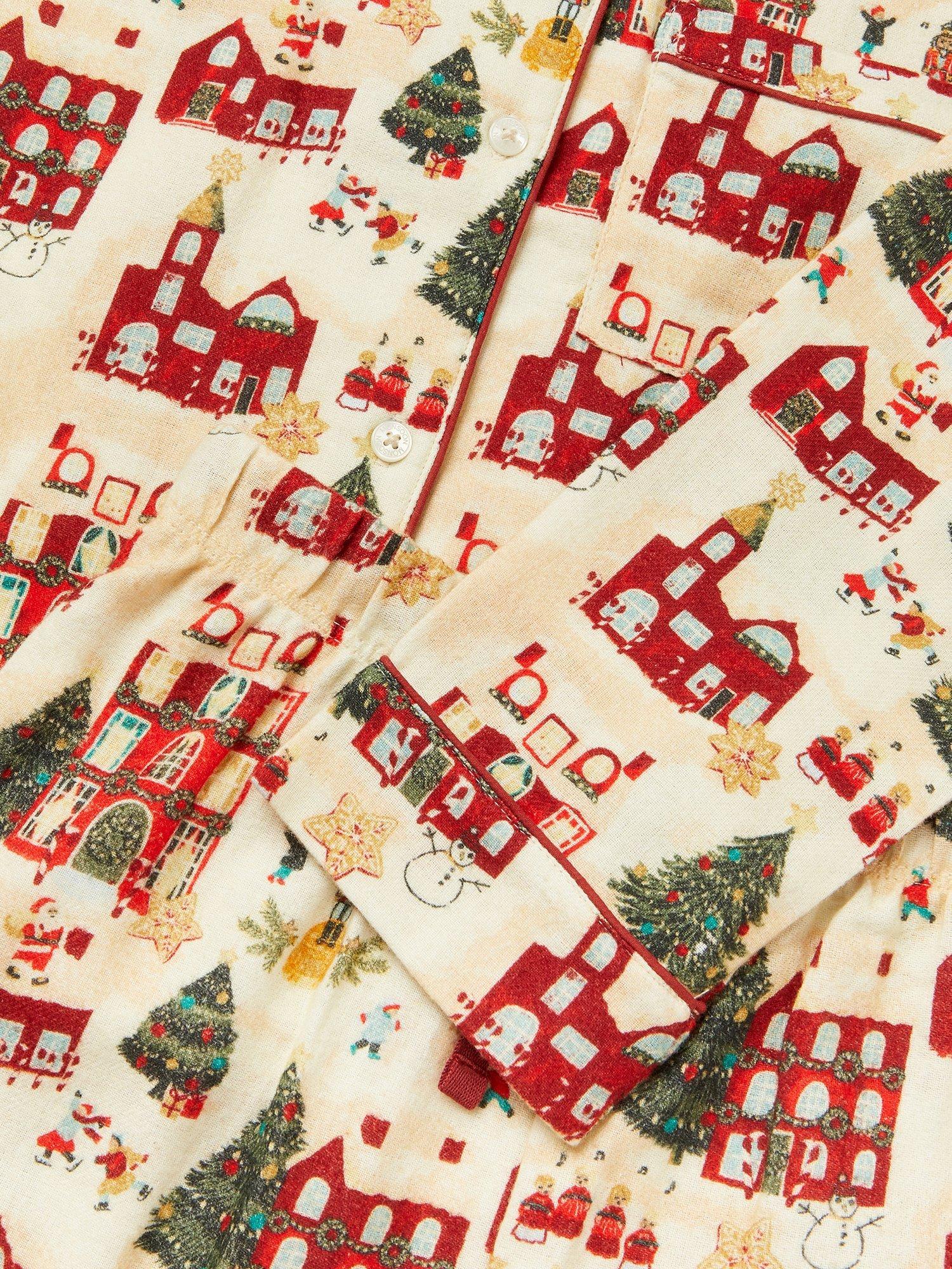Product image 4 of 5, which shows Monsoon Kids' Cotton Long Sleeved Christmas Pyjamas, Cream/Multi, 3-4 years