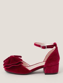 Monsoon Kids' Velvet Block Heel Shoes, Red, Red