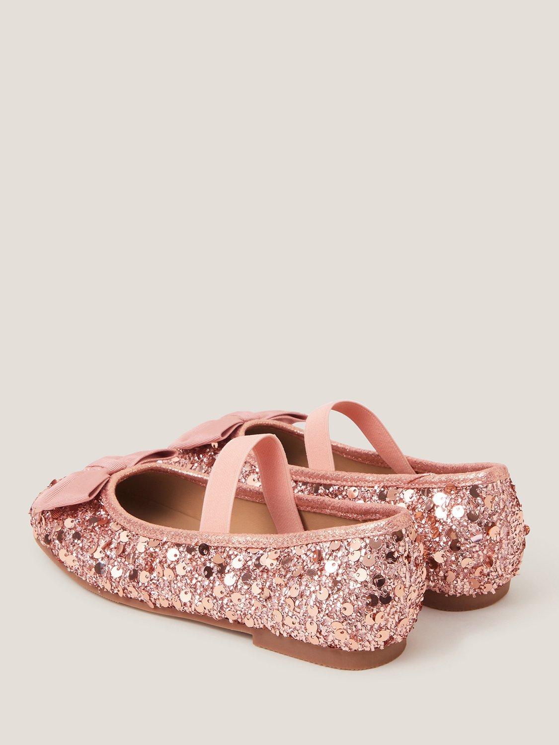 Product image 3 of 3, which shows Monsoon Kids' Sequin Bow Ballerina Flats, Pink, 7 Jnr
