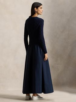 Polo Ralph Lauren Cable Knit Bodice Dress, Hunter Navy - view 2, Hunter Navy