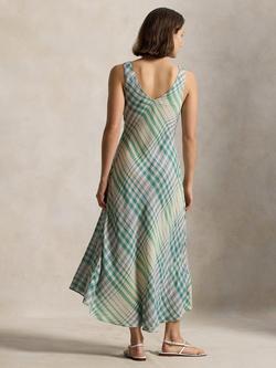 Polo Ralph Lauren Plaid Check Panelled Sleeveless Dress, Blue Mauve Plaid - view 2, Blue Mauve Plaid