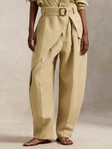 Polo Ralph Lauren Wrap Overlay Pure Linen Trousers, Dune Tan