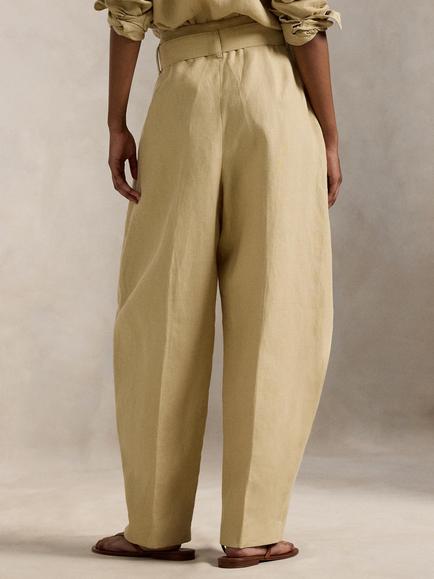 Polo Ralph Lauren Wrap Overlay Pure Linen Trousers, Dune Tan - view 2, Dune Tan