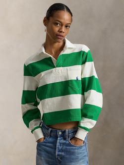 Polo Ralph Lauren Stripe Rugby Shirt, Green/White, Green/White