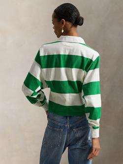 Polo Ralph Lauren Stripe Rugby Shirt, Green/White - view 2, Green/White