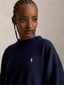 Polo Ralph Lauren Oversized Back Logo Crew Neck Fleece Sweatshirt, Newport Navy - view 2, Newport Navy