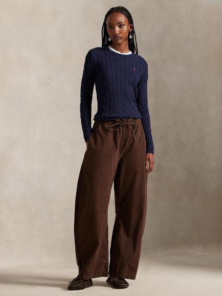 Polo Ralph Lauren Drawstring Curved Tapered Trousers, Brown, Brown