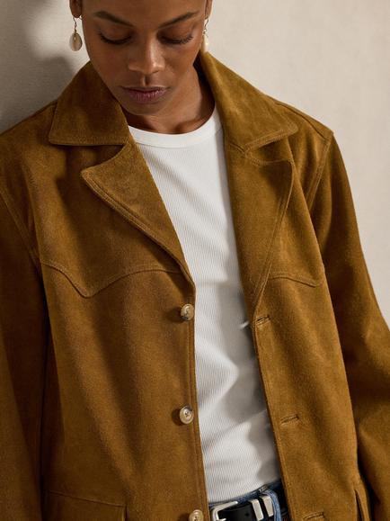 Polo Ralph Lauren Suede Leather Jacket - view 2, Maple