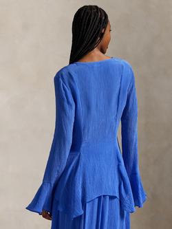 Polo Ralph Lauren Crinkle Button Front Top, Indigo - view 2, Indigo