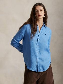 Polo Ralph Lauren Logo Classic Fit Pure Linen Shirt, Blue, Blue