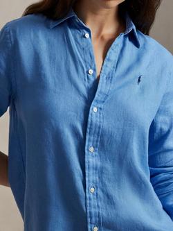 Polo Ralph Lauren Logo Classic Fit Pure Linen Shirt, Blue - view 2, Blue