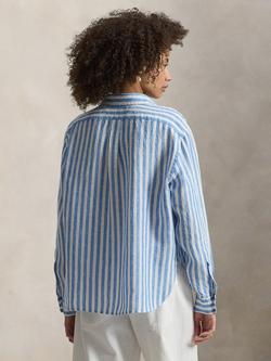 Polo Ralph Lauren Striped Linen Shirt, White/Blue/Multi - view 2, White Blue Multi