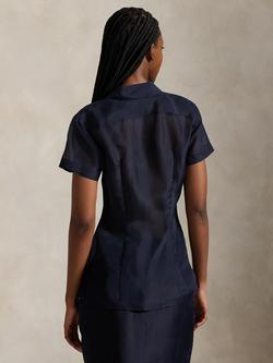 Polo Ralph Lauren Woven Silk Organza Blouse - view 2, Navy