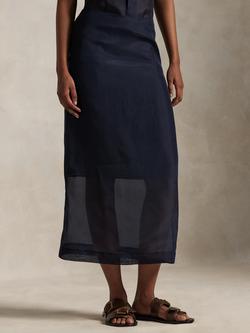 Polo Ralph Lauren Woven Sheer Midi Pencil Skirt - view 2, Navy