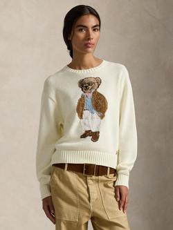 Polo Ralph Lauren Polo Bear Cotton Crew Neck Sweater, Parchment Cream