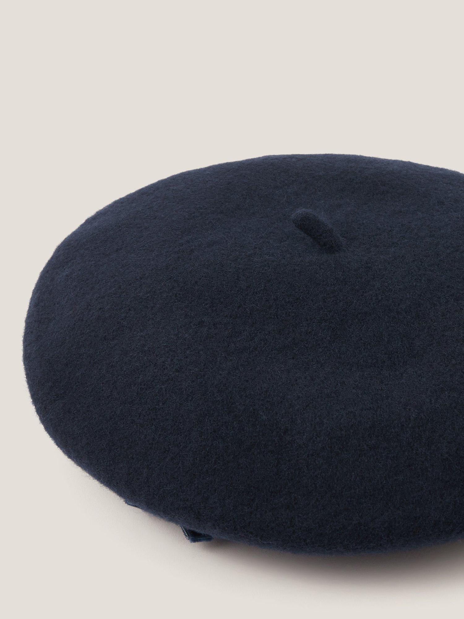 Product image 3 of 3, which shows Monsoon Kids' Bow Wool Beret, Navy, 6-13 years