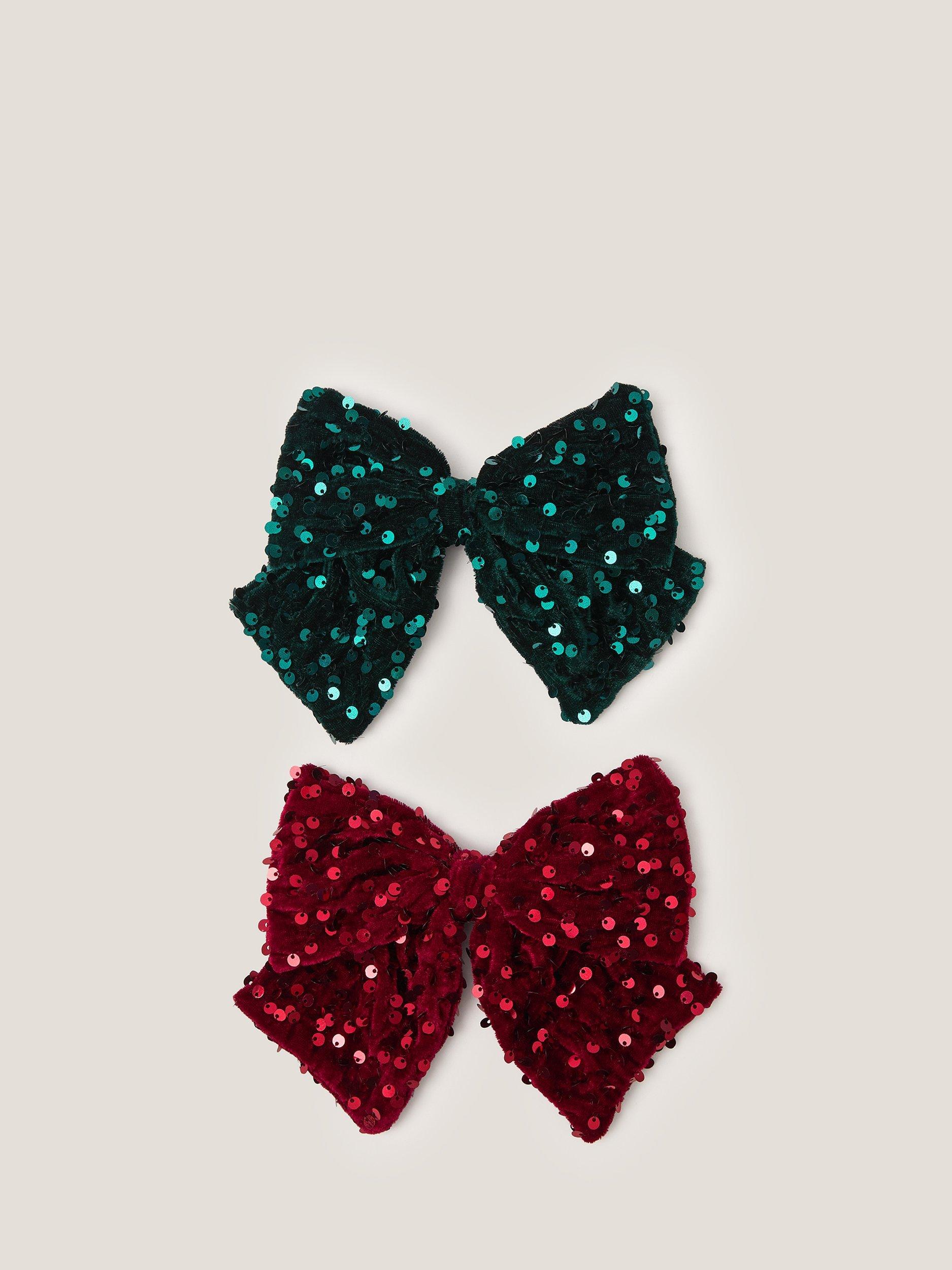 Monsoon Kids' Sequin Bow Hair Clips, Pack of 2, Multi