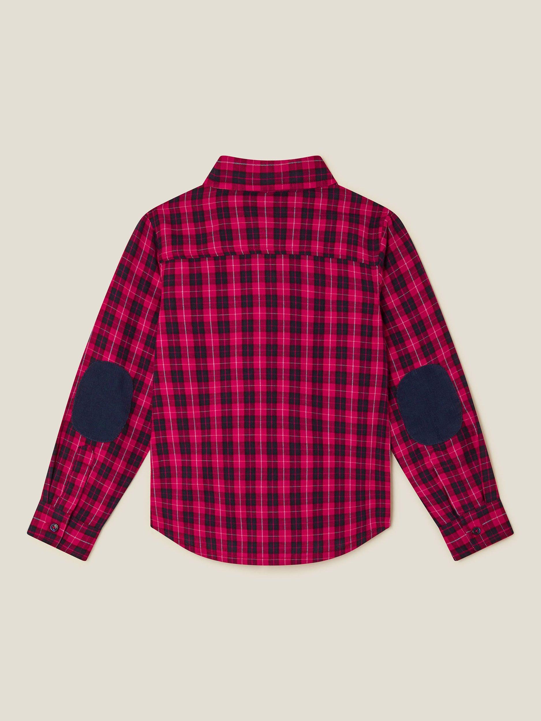 Product image 2 of 3, which shows Monsoon Kids' Tartan Shirt & Bow Tie Set, Red, 2-3 years