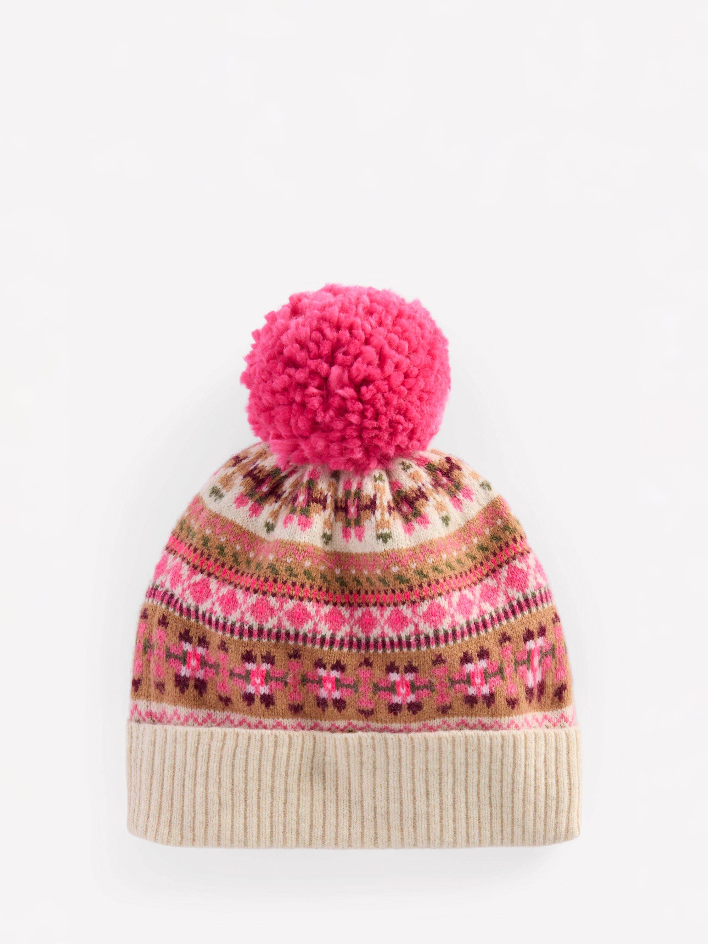 Product image 1 of 3, which shows Boden Edie Fair Isle Wool Blend Beanie, Pink, One Size