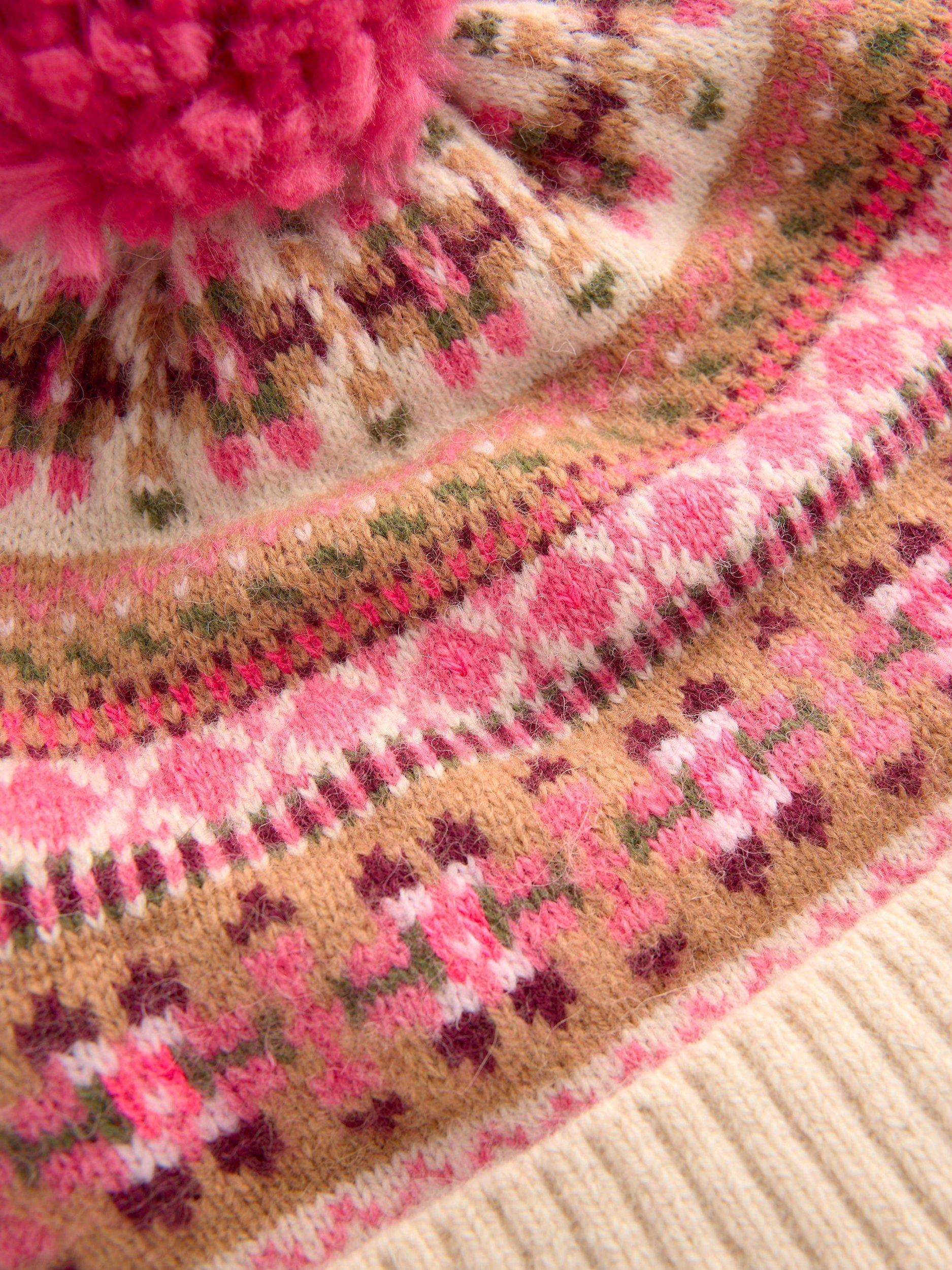 Product image 3 of 3, which shows Boden Edie Fair Isle Wool Blend Beanie, Pink, One Size