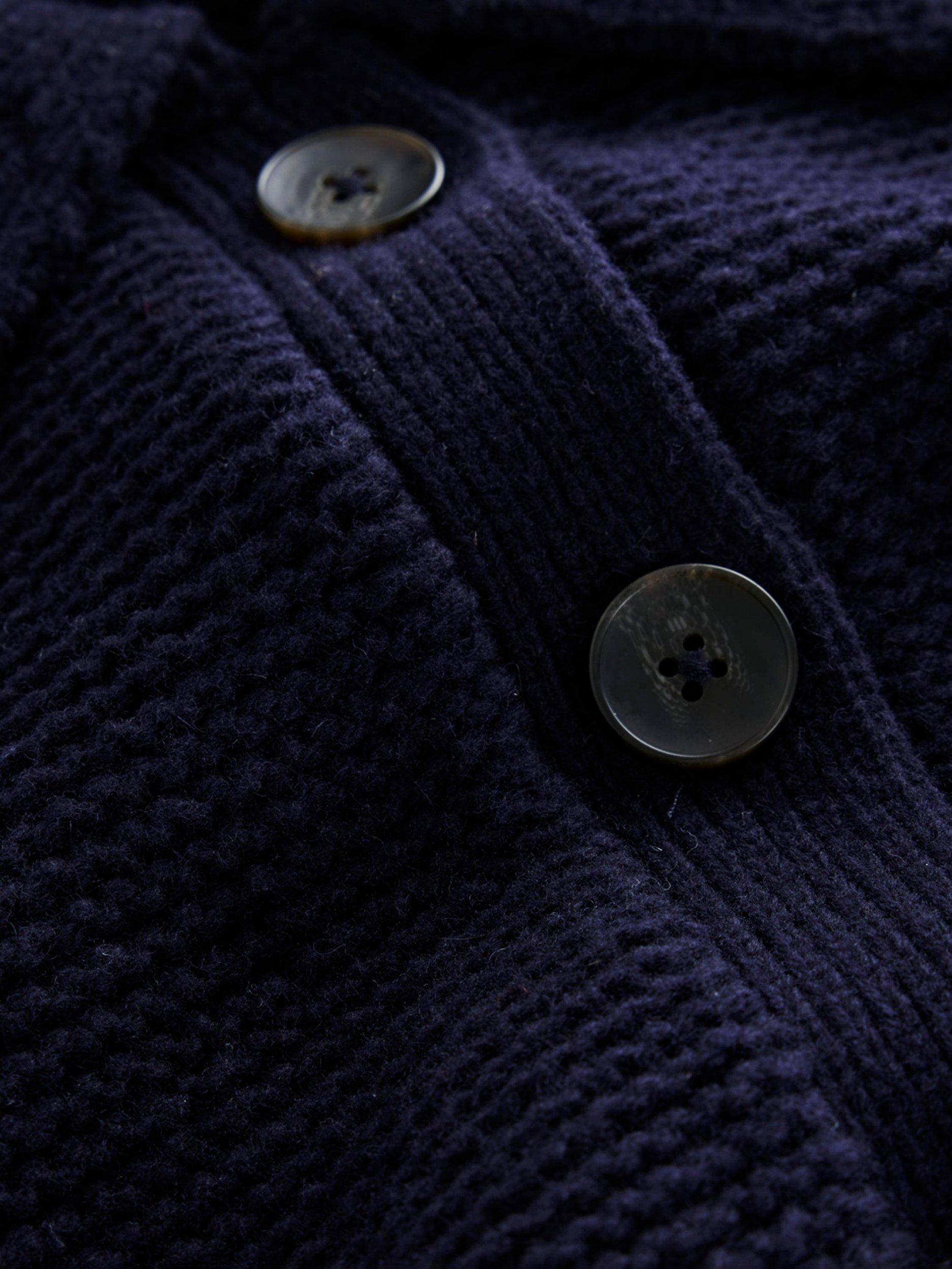 Product image 5 of 6, which shows Boden Wool Blend Collar Chunky Cardigan, Navy, 18