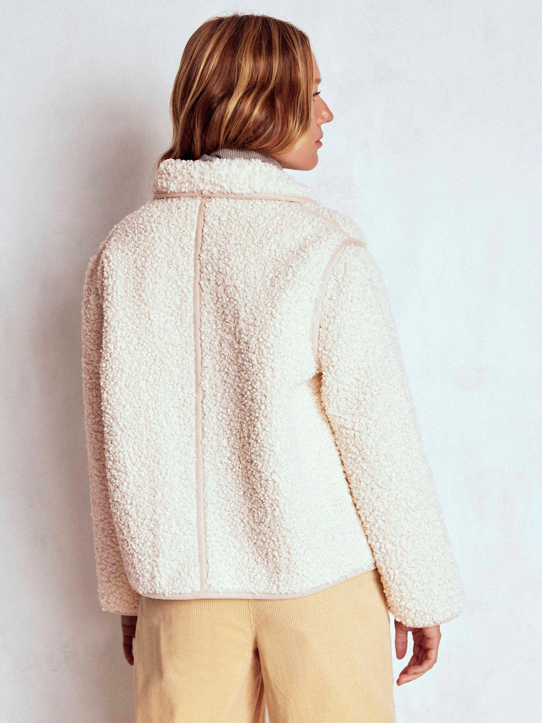 Product image 3 of 5, which shows Boden Borg Pile Curved Hem Jacket, Natural, 16