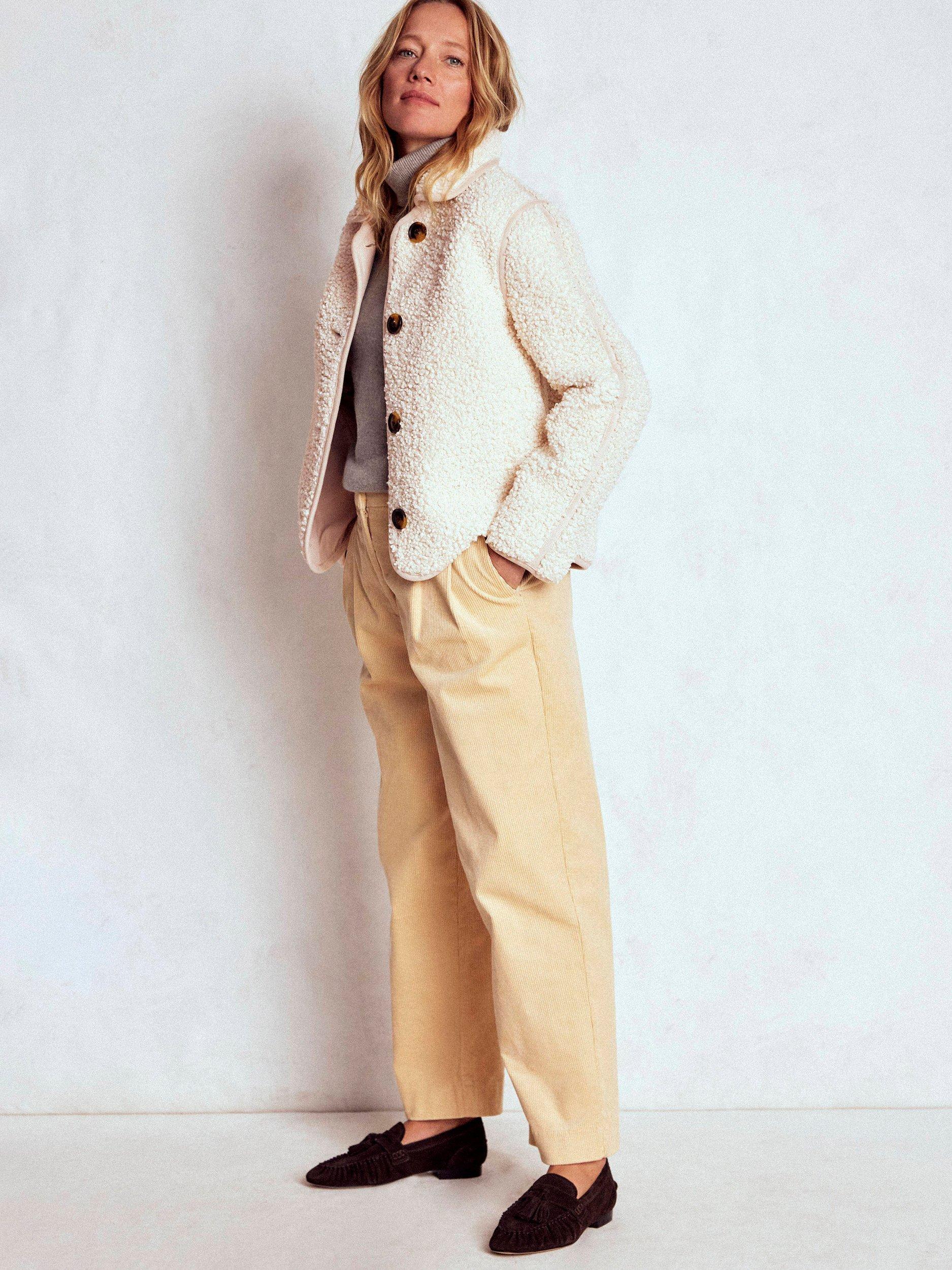 Product image 4 of 5, which shows Boden Borg Pile Curved Hem Jacket, Natural, 16