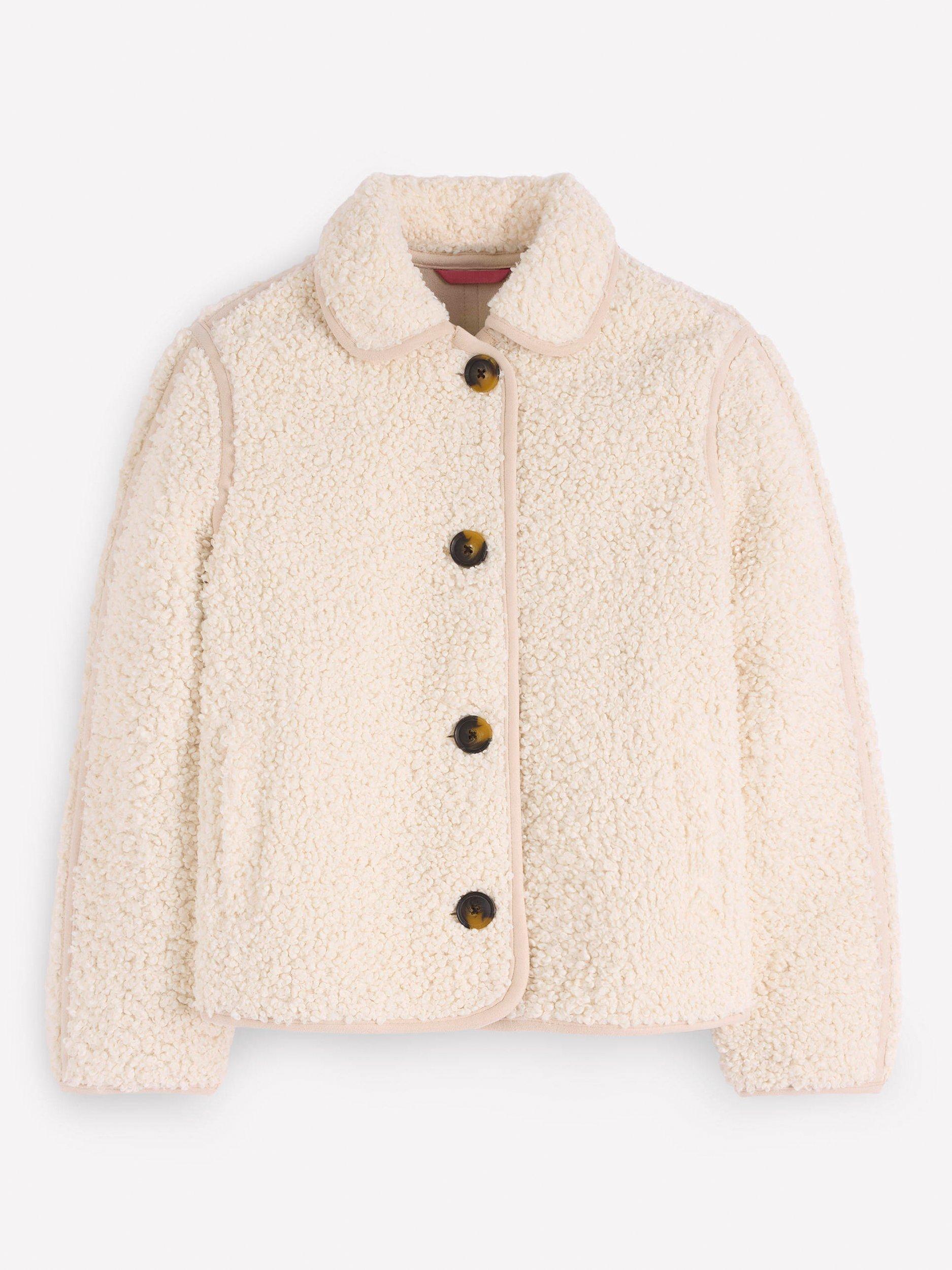 Product image 5 of 5, which shows Boden Borg Pile Curved Hem Jacket, Natural, 16