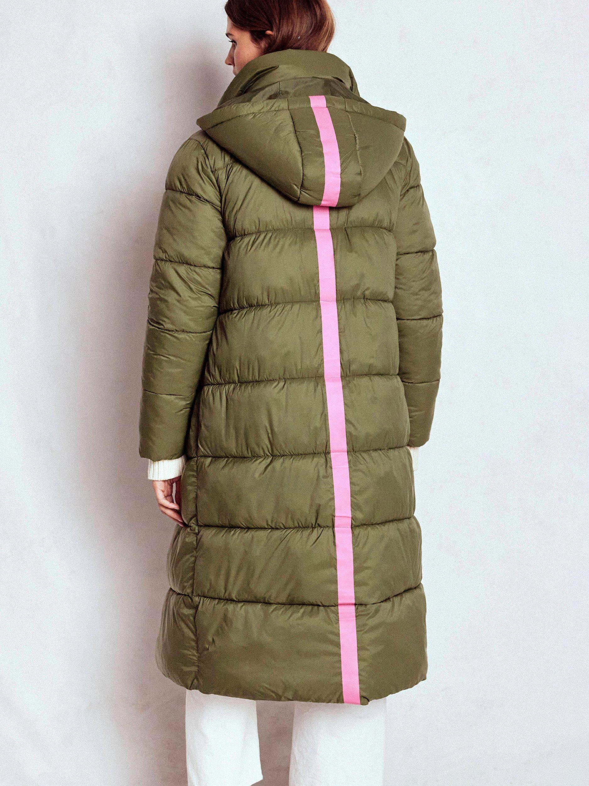 Product image 4 of 6, which shows Boden Longline Padded Hooded Puffer Coat, Woodland Green, 8
