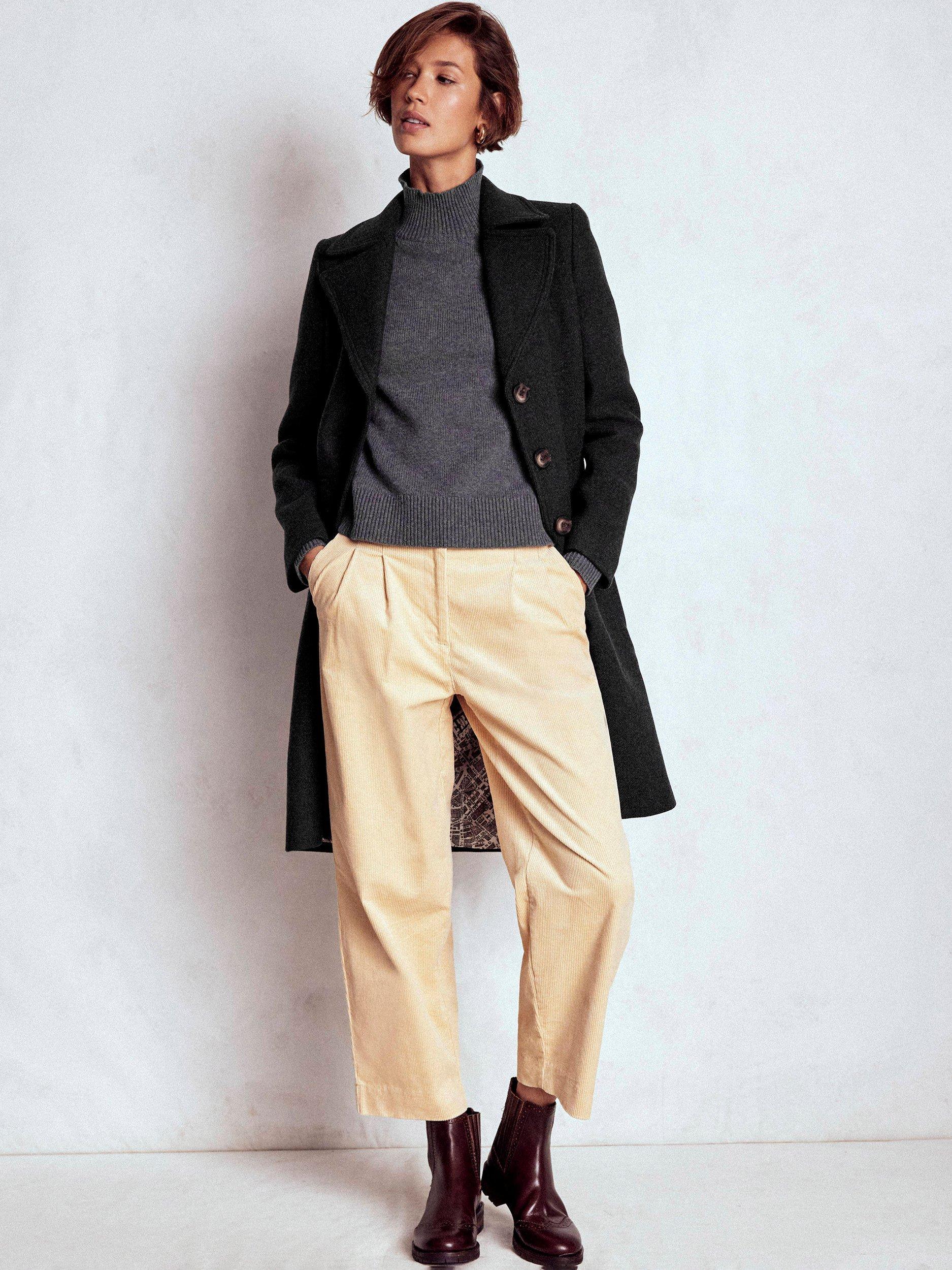 Product image 1 of 6, which shows Boden Newport Wool Rich Coat, Charcoal Marl, 8